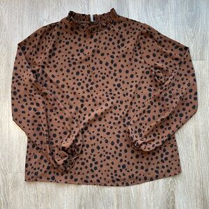 Brown Polka Dot Women's Top